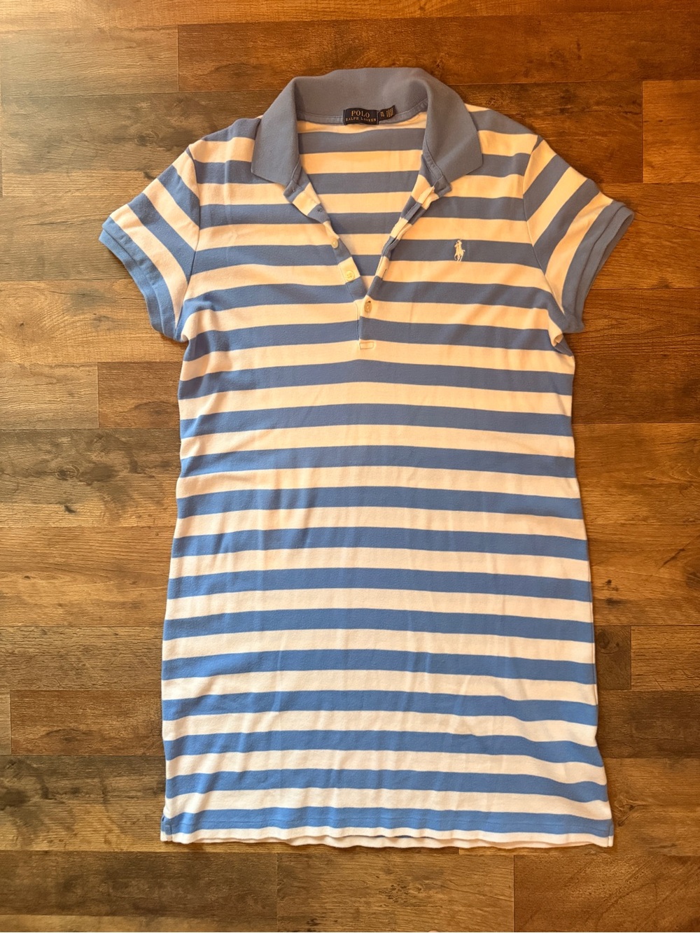 Ralph Lauren Light Blue & White Striped Polo Mini Dress